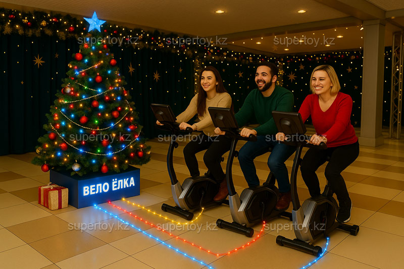 Вело ёлка: раз, два, три! Елочка, гори!
